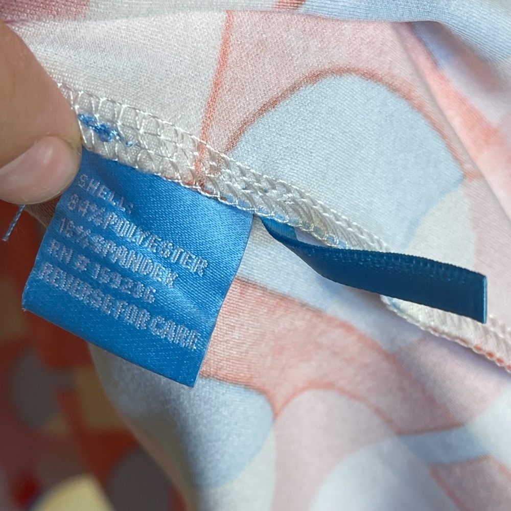 J. McLaughlin Red and Light Blue Geometric Shift Dress - Picture 6 of 10